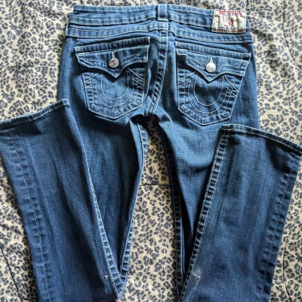 True Religion Blue Straight Leg Jeans Classic Design, Women's, Size 27x32